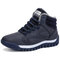 Warm Lining High Top Lace Up Winter Ankle Casual Boots For Women - Navy