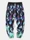 Mens All Over Ombre Flame Print Street Drawstring Cuffed Pants - Blue