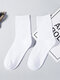 5 Pairs Men Cotton Solid Color Simple Sweat-absorbent Deodorant Warmth Socks - White