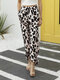 Leopard Print High Waist Casual Pants For Women - Apricot
