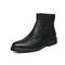 Men Brief Side-zip Slip Resistant Pure Color Casual Sock Short Calf Boots - Black