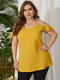 Solid Color Off Shoulder Ruffle Plus Size Casual Blouse - Yellow