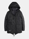Abrigo de plumón con capucha de dos piezas grueso cálido de invierno de camuflaje para hombre con bolsillos con solapa - Negro