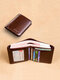 Ferricos RFID Antimagnetic Genuine Leather Vintage Tri-fold Large Capacity Short Wallet For Men - Dark Brown