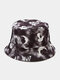 Unisex Cotton Overlay Tie-dye Graffiti Cartoon Print Double-sided Wearable Foldable Fashion Outdoor Sunshade Bucket Hat - #04