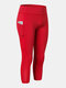 Women Breathable Quick-Drying High Elasticity Skinny Fit Yoga Cropped Pants With Side Pocket - Red