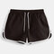 Mens Casual Plain Mini Shorts Thin Loose Quick Dry Mesh Liner Sports Beach Board Shorts - Brown