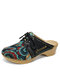 Socofy Retro Ethnic Vacation Floral Patchwork Comfy Closed Toe Clogs - Black