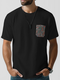 Mens Ethnic Pattern Patchwork Crew Neck Texture Short Sleeve T-Shirts - Black