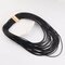 Multilayer Necklace Leather Cord Magnet Hook Statement Necklaces for Women - Black