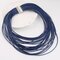 Multilayer Necklace Leather Cord Magnet Hook Statement Necklaces for Women - Navy