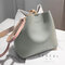 Women Contrast Bucket Bag PU Leather Casual Handbag Leisure Crossbody Bag - Grey