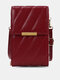 Women Faux Leather Brief Multifunction Mini Crossbody Bag Phone Bag - Wine Red