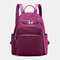 Women Nylon Diamond Pattern Casual Quilted Backpack Travel Bag - Purple