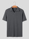 Golf masculino de malha sólida de manga curta Camisa - cinzento