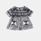 Baby Camouflage Striped Print Bowknot Short-sleeved Casual Dress For 6-24M - Grey