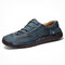 Menico Men Microfiber Leather Hand Stitching Comfort Soft Casual Shoes - Blue