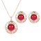 Elegant Jewelry Set Pearl Rhinestone Circle Earrings Necklace Set - Red