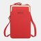 Women Lychee Pattern 6 Card Slots 6.5 Inch Phone Bag Crossbody Bag - Red