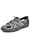 Men Hollow Out Breathable Soft Hand Stitching Water Beach Sandals - Gray
