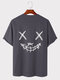 Mens Grimace Letter Print 100% Cotton Loose Street Short Sleeve T-Shirts - Dark Gray