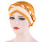 Chiffon Cow Louver Beanie Fold Hat Soft Adjustable Headdress Headscarf - Yellow