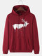 Mens Christmas Reindeer Print Cotton Drawstring Hoodies With Pouch Pocket - Red