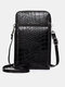 JOSEKO Men's Crocodile Print PU Leather Zip Messenger Bag Fashion Messenger Bag Shoulder Bag - Black