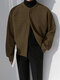 Mens Solid Snap Button Raglan Sleeve Casual Jacket - Khaki