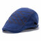 Men Denim Washing Beret Cap Casual Outdoor Sun Visor Peaked Hat - Blue