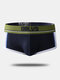 Men Mesh Patchwork Boxers Breathable Sexy Contrast Color U Pouch Underwear - Royal Blue