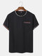 Mens Colorful Polkadot Print Trims Stitching Short Sleeve T-Shirts - Black