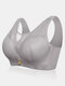 Wireless Gather Lightly Lined Wide Shoulder Straps Lace Bras - Grey