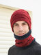 Men 2/3PCS Plus Velvet Keep Warm Winter Neck Protection Headgear Scarf Full-finger Gloves Knitted Hat Beanie - #03