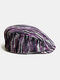 Women Tie-dye Rainbow Mixed Color Stripes Pattern Ethnic Style Casual Personality Forward Hat Flat Hat - Purple
