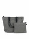 Women Canvas Casual Large Capacity Tote Bag  Interior Zipper Handbag - Gray