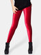 Solid Color Long Sport Yoga Tiktok Base Leggings for Women - Red