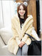 Women Stylish Solid Color Long Sleeve Loose Cashmere Hooded Coat - Light Coffe
