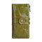 Genuine Leather RFID Antimagnetic Long Phone Wallet Card Holder Phone Bag - Green