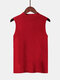 Casual Solid Color Knitting Sleeveless Sweater - Wine Red