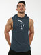 Men Cotton Muscle Tank Tops Loose Workout Lion Logo Print Tops  - Navy