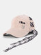 Unisex Cotton Solid Color Metal Pendant Letters Bandage Decoration All-match Baseball Caps - Pink