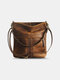 Women Vintage Brown PU Leather shoulder bag crossbody purse - Brown