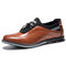 Menico Men Comfy Round Toe Business Casual Driving Leather Shoes - Brown