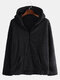Mens Winter Double Fleece Warm Long Sleeve Hooded Zipper Fly Hoodies Sweatshirts - Black