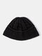 Unisex Knitted Solid Color Twist Jacquard Brimless Outdoor Warmth Beanie Hat - Black