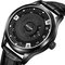 Simple Fashion Sports Men Watches Pointerless Genuine Leather Strap Quartz Watch - Silver+Black