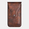 Men EDC 6.3 Inch Genuine Leather Phone Holder Waist Belt Bag - Yellow Brown