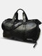 Casual Multi-Carry Faux Leather Large Capacity Travel Outdoor Luggage Handbag Crossbody Bag - Black