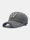 Unisex Washed Cotton Solid Color Letter Embroidery Retro All-match Baseball Cap - Gray